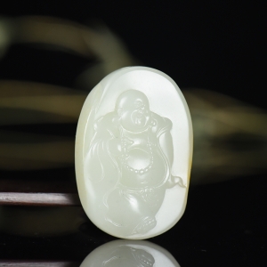 籽料和田白玉弥勒佛吊坠