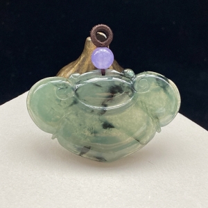 冰种飘花翡翠如意吊坠