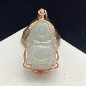 18K冰种翡翠佛吊坠