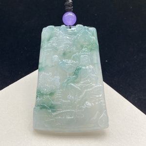 冰种飘花翡翠观音吊坠