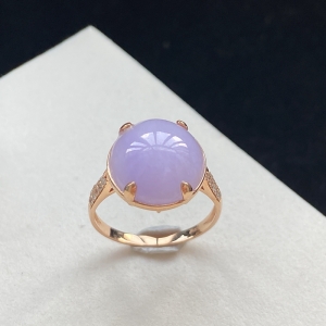 18K糯种紫罗兰翡翠戒指