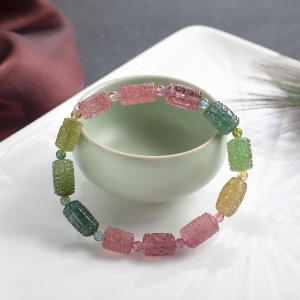 碧玺回纹桶珠单圈手串