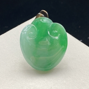 糯种豆绿翡翠如意吊坠
