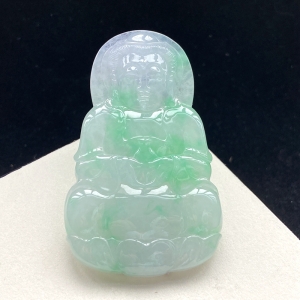 冰种浅绿翡翠观音吊坠