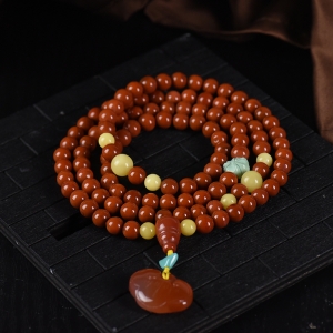 6mm柿子红南红108佛珠