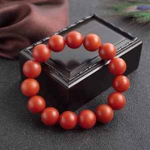 14mm柿子红南红单圈手串