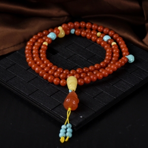 6mm柿子红南红貔貅108佛珠