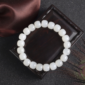 山料和田白玉桶珠单圈手串