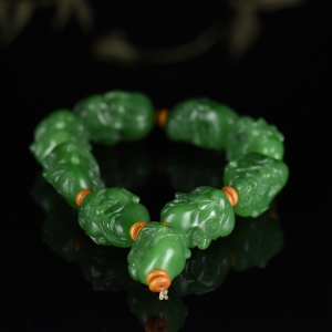 山料和田碧玉十八罗汉单圈手串