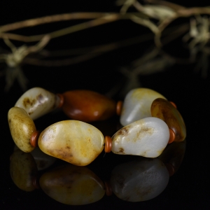 籽料和田玉原石单圈手串