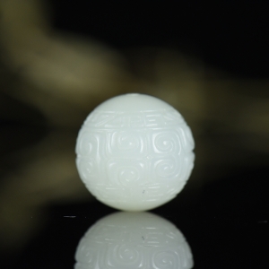 19mm籽料和田白玉回纹珠配件