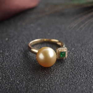 18K海水金色珍珠戒指
