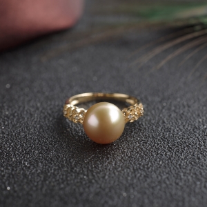 18K海水金色珍珠戒指
