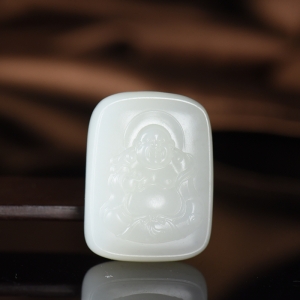 山料和田羊脂白玉弥勒佛吊坠