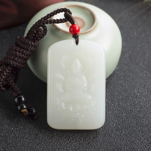 山料和田白玉千手观音吊坠