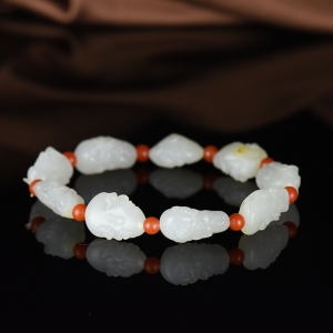 籽料和田白玉十八罗汉单圈手串