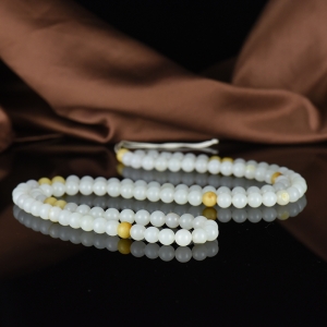 8.5mm籽料和田白玉108佛珠