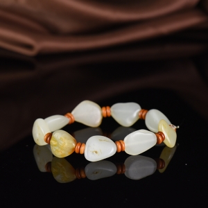 籽料和田白玉原石单圈手串