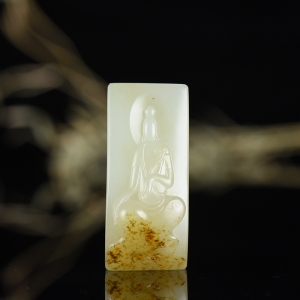 籽料和田白玉观音吊坠