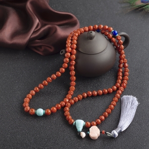 柿子红南红佛头珠108佛珠