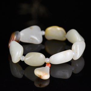 籽料和田玉原石单圈手串