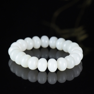 山料和田白玉算盘珠单圈手串