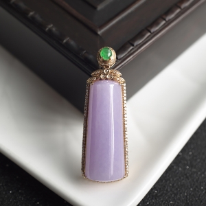 18K糯种紫罗兰翡翠吊坠