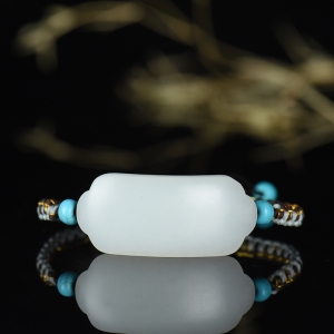 山流水料和田白玉手牌手绳