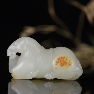 籽料和田白玉唐马吊坠