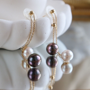 18k海水混色珍珠耳钉