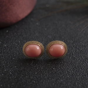 18K深水珊瑚耳钉