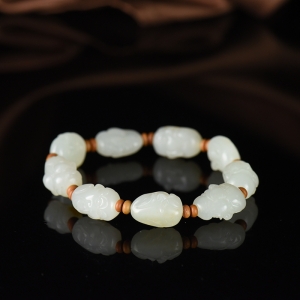 籽料和田白玉十八罗汉单圈手串