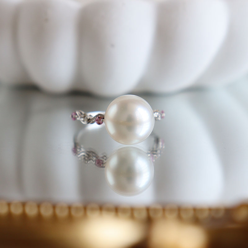 18k海水白色珍珠戒指