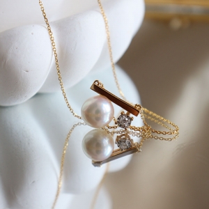 18k海水白色珍珠项链