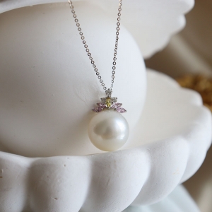 18k海水白色珍珠项链