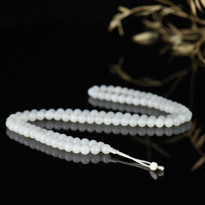 6.5mm山流水料和田白玉108佛珠