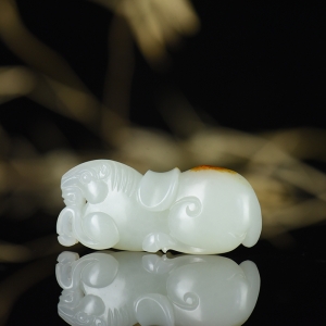 籽料和田白玉唐马吊坠