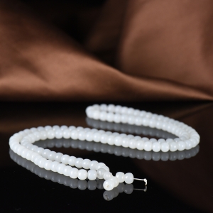 籽料和田白玉老形珠108佛珠