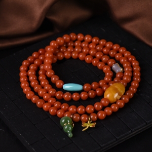 6mm柿子红南红108佛珠