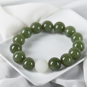 15.5mm山料和田青玉单圈手串