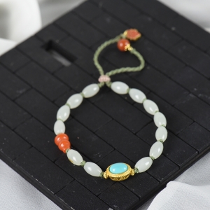 籽料和田白玉米珠手绳