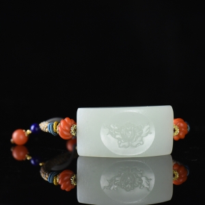 籽料和田白玉花开富贵手绳