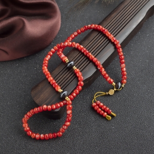 阿卡珊瑚鼓珠108佛珠