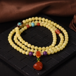 6mm白花蜜蜜蜡108佛珠