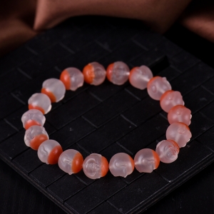 俏色南红弥勒佛单圈手串