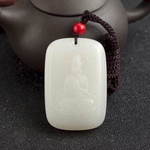 山料和田白玉观音吊坠