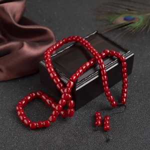 阿卡牛血红珊瑚桶珠塔链