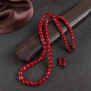 阿卡牛血红珊瑚桶珠塔链