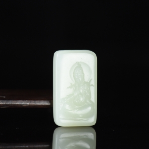 籽料和田白玉观音吊坠