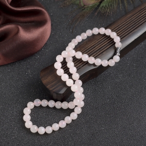 山料藕粉色和田玉项链
